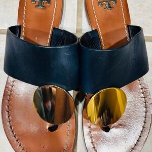 Tory Burch Black and Gold Sandals